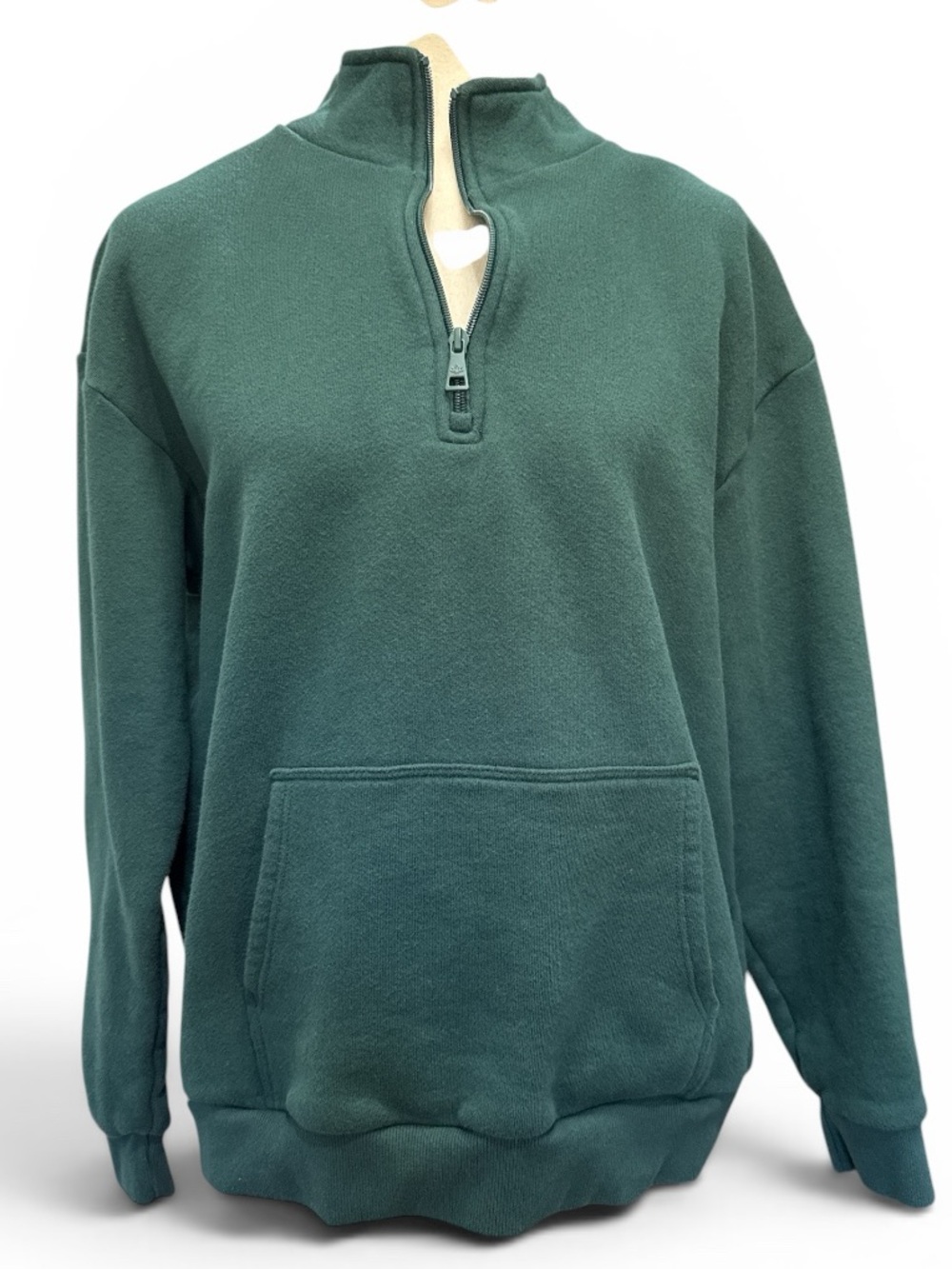 Beyond Yoga Men's Half-Zip Fleece Pullover in Dark Green #573
